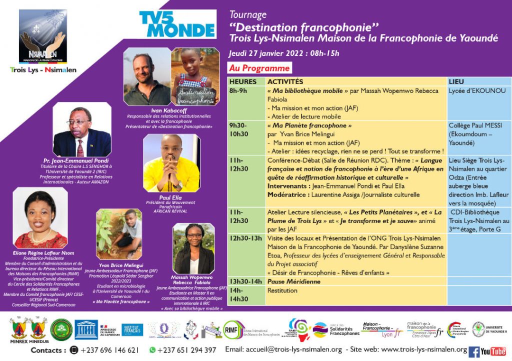 L’association Trois Lys-Nsimalen accueille “Destination Francophonie”, l’émission de TV5MONDE, présentée par Ivan Kabacoff